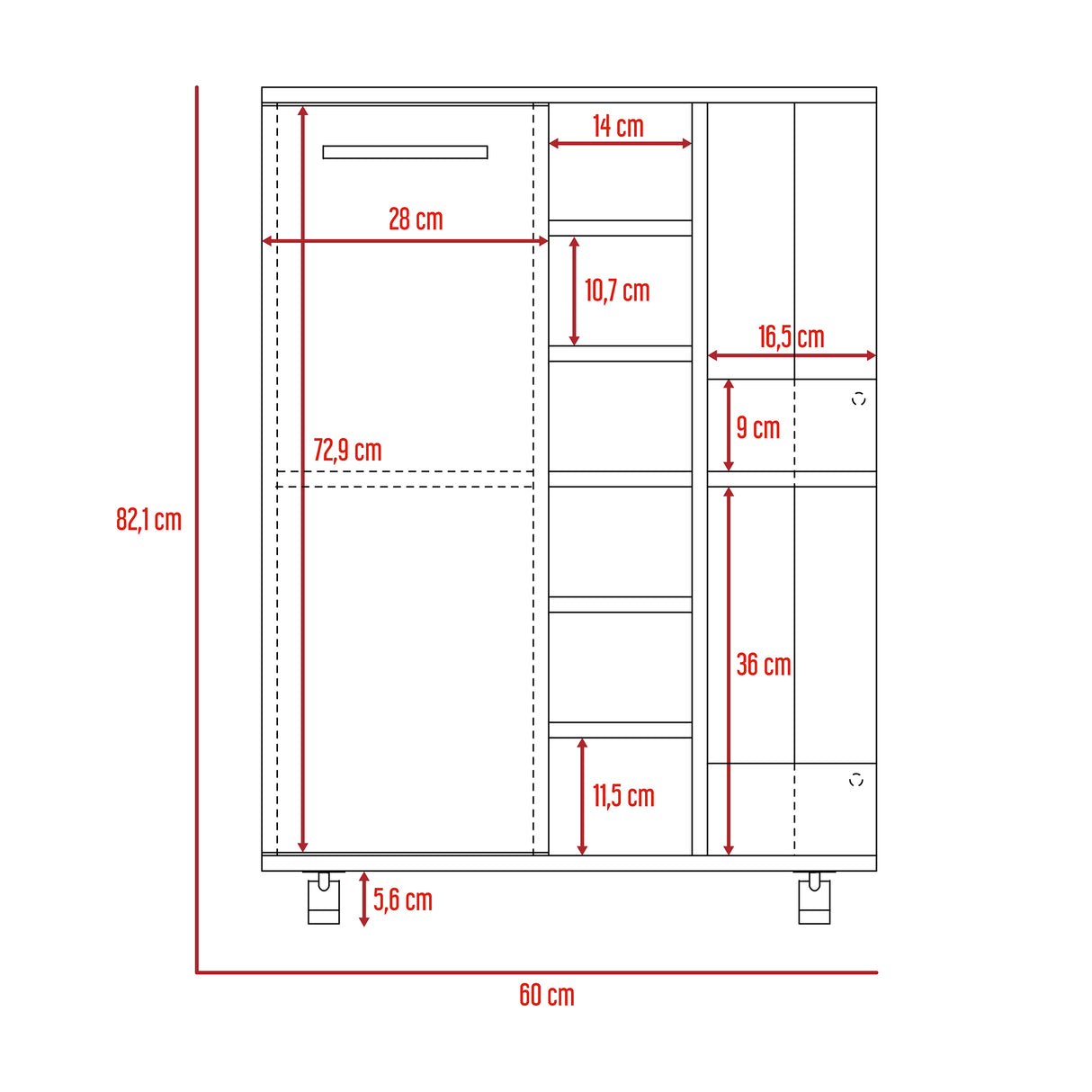 Bar Maru Wengue 60x82.1cm con Ruedas. - Bares | Bylmo