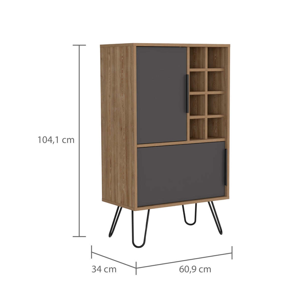 Bar Vegas Miel 60.9x104.1cm con Portabotellas - Bares | Bylmo
