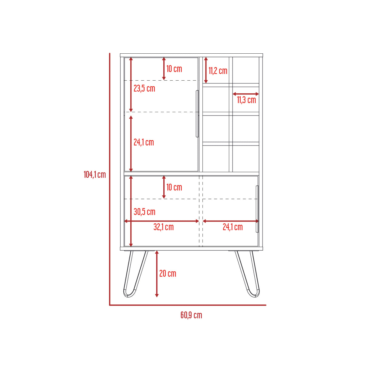 Bar Vegas Miel 60.9x104.1cm con Portabotellas - Bares | Bylmo