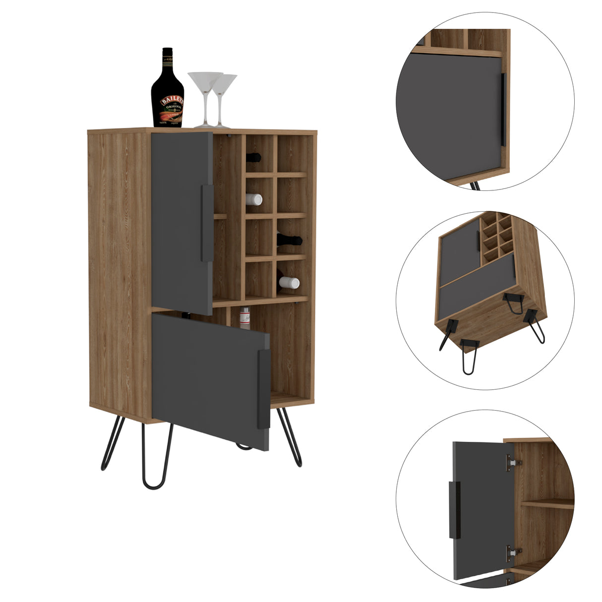 Bar Vegas Miel 60.9x104.1cm con Portabotellas - Bares | Bylmo