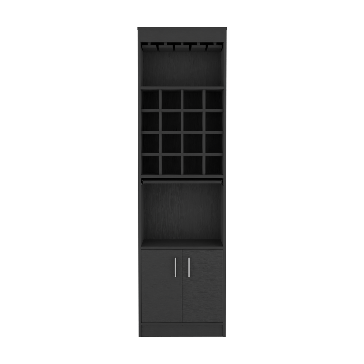 Bar Alto Kava Wengue 51X180.6cm con Portacopas y Portabotellas - Bares | Bylmo