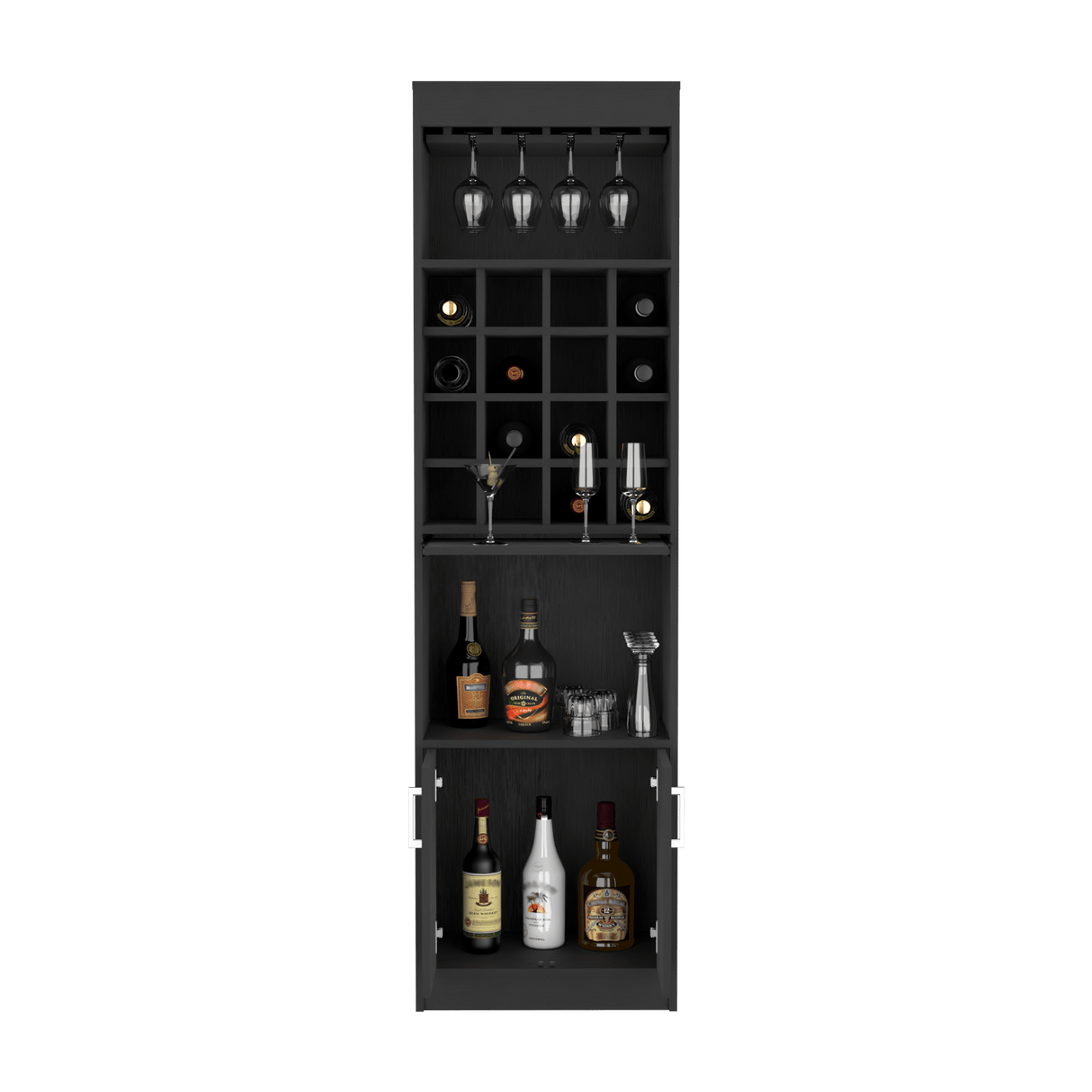 Bar Alto Kava Wengue 51X180.6cm con Portacopas y Portabotellas - Bares | Bylmo
