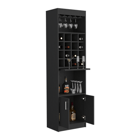 Bar Alto Kava Wengue 51X180.6cm con Portacopas y Portabotellas - Bares | Bylmo