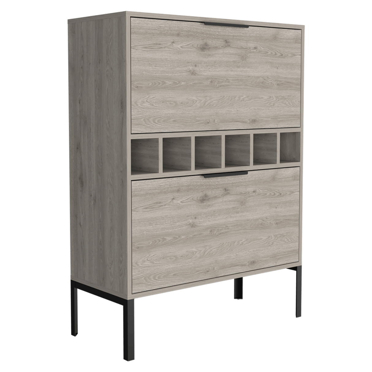 Bar Lyrata Ceniza 80x110cm con Portacopas y Portabotellas - Bares | Bylmo