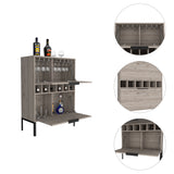 Bar Lyrata Ceniza 80x110cm con Portacopas y Portabotellas - Bares | Bylmo
