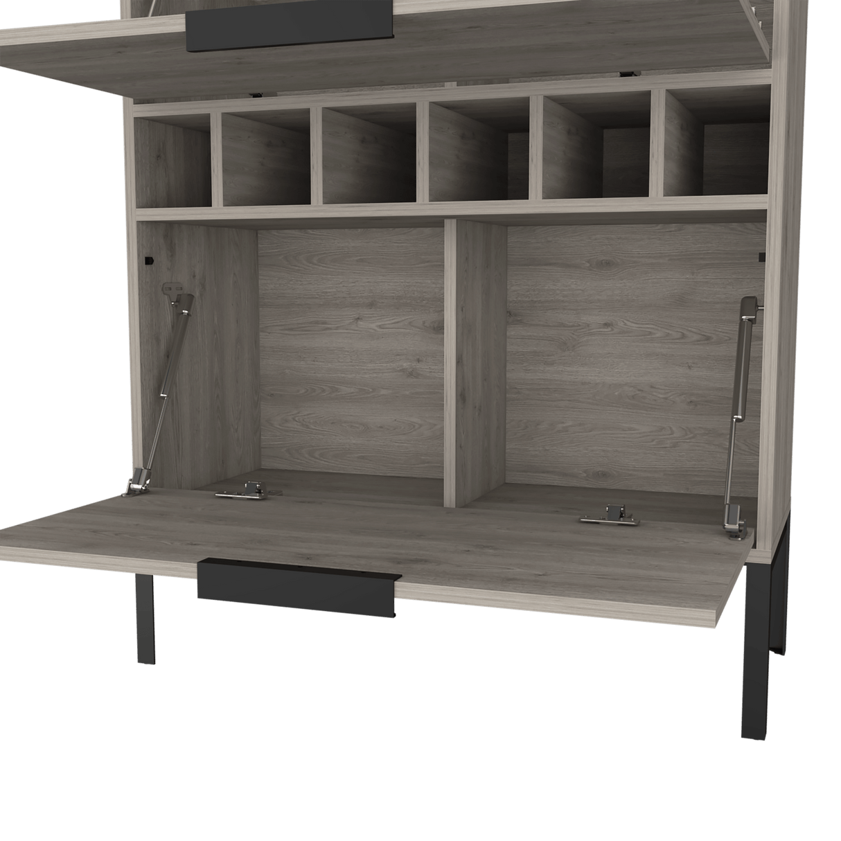 Bar Lyrata Ceniza 80x110cm con Portacopas y Portabotellas - Bares | Bylmo