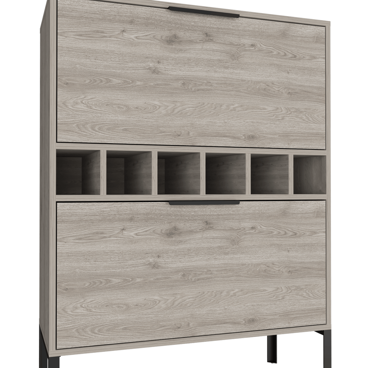Bar Lyrata Ceniza 80x110cm con Portacopas y Portabotellas - Bares | Bylmo