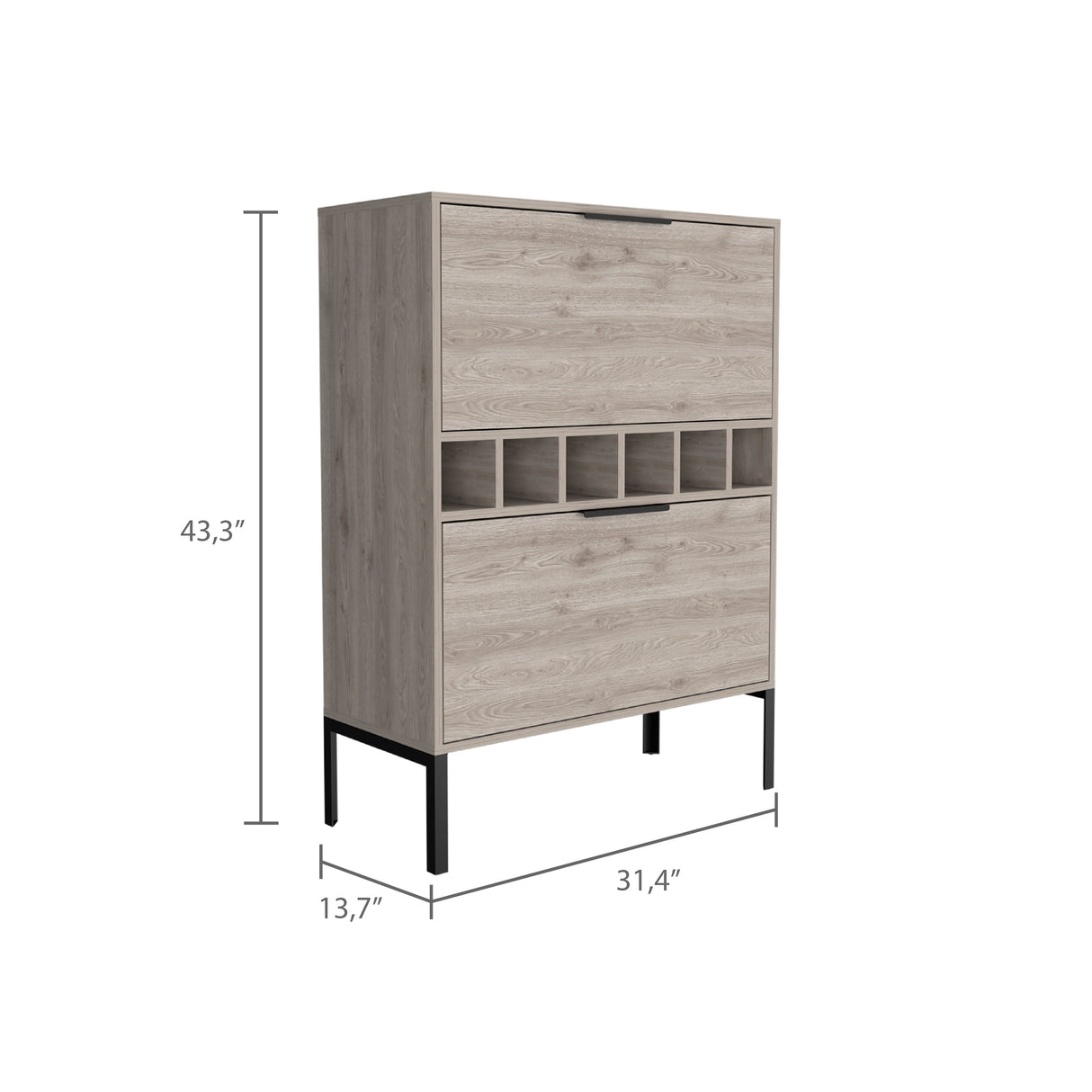 Bar Lyrata Ceniza 80x110cm con Portacopas y Portabotellas - Bares | Bylmo