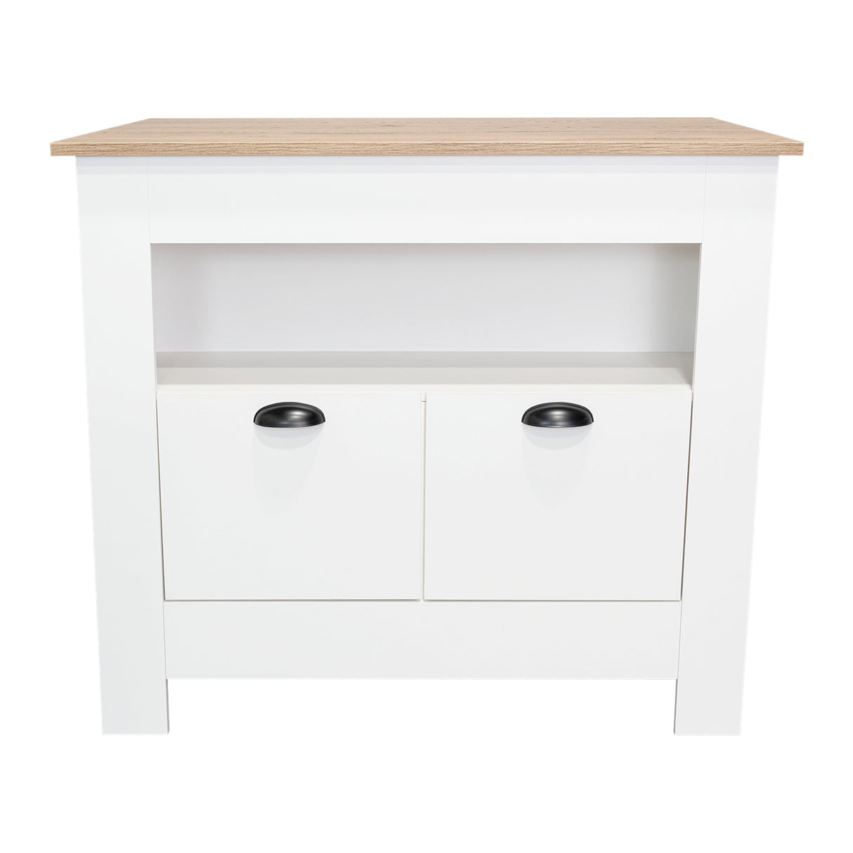 Isla de Cocina Arlet Blanco 103x89.9cm con Entrepaños y Compartimientos - Barras y Muebles Auxiliares | Bylmo