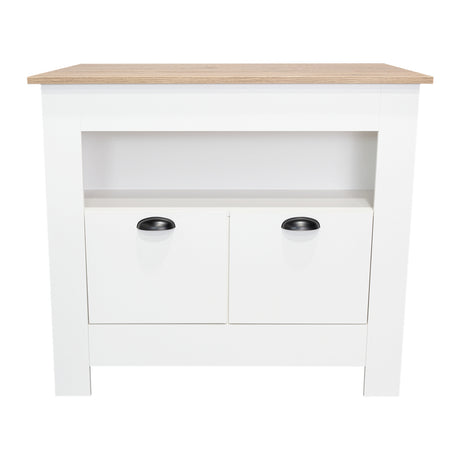 Isla de Cocina Arlet Blanco 103x89.9cm con Entrepaños y Compartimientos - Barras y Muebles Auxiliares | Bylmo