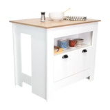 Isla de Cocina Arlet Blanco 103x89.9cm con Entrepaños y Compartimientos - Barras y Muebles Auxiliares | Bylmo