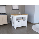 Isla de Cocina Arlet Blanco 103x89.9cm con Entrepaños y Compartimientos - Barras y Muebles Auxiliares | Bylmo