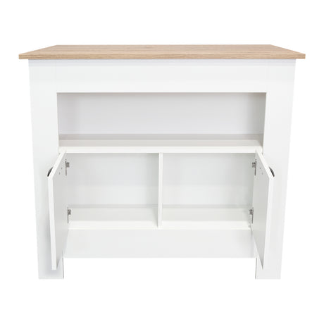 Isla de Cocina Arlet Blanco 103x89.9cm con Entrepaños y Compartimientos - Barras y Muebles Auxiliares | Bylmo