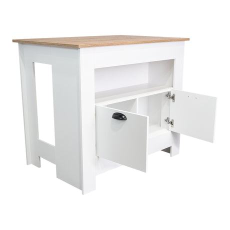 Isla de Cocina Arlet Blanco 103x89.9cm con Entrepaños y Compartimientos - Barras y Muebles Auxiliares | Bylmo