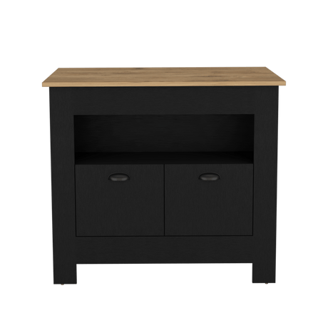 Isla de Cocina Arlet Wengue 103x89.9cm con Entrepaños y Compartimientos - Barras y Muebles Auxiliares | Bylmo