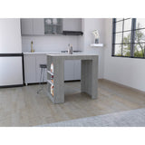Isla de Cocina Portree Cemento 92x91.3cm con Dos Entrepaños - Barras y Muebles Auxiliares | Bylmo