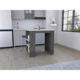 Isla de Cocina Portree Roble Gris 92x91.3cm con Dos Entrepaños - Barras y Muebles Auxiliares | Bylmo