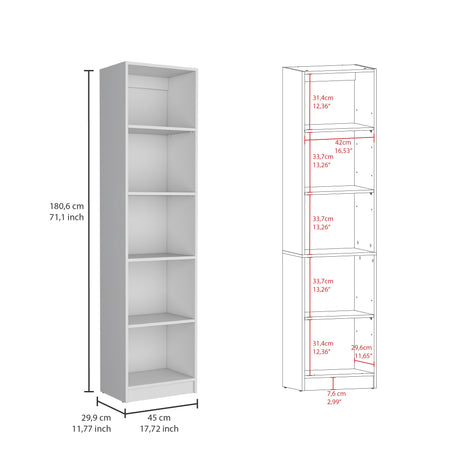 Biblioteca Lex Home XS Blanca 45x180.6cm con Cuatro Entrepaños - Bibliotecas y Estanterías | Bylmo