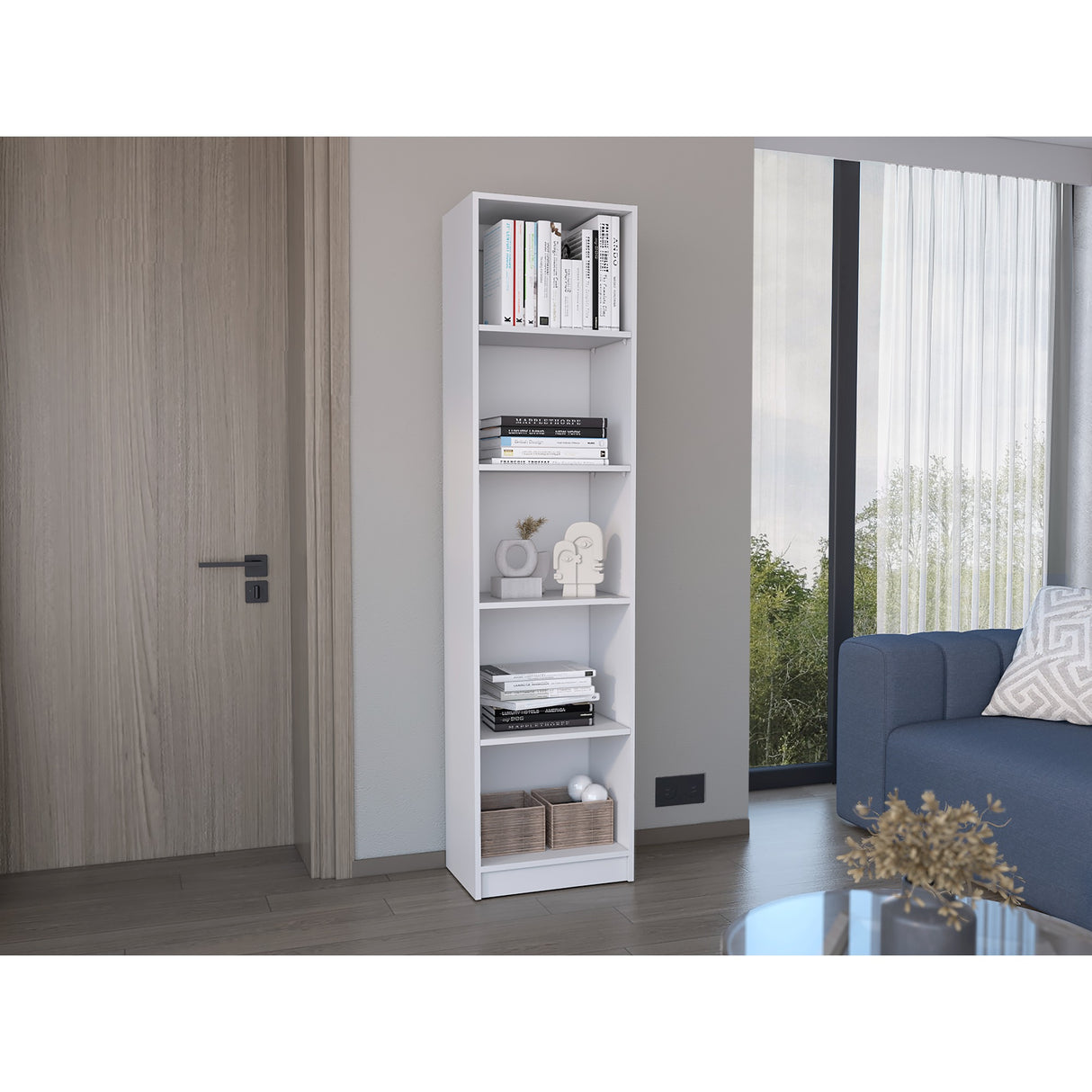 Biblioteca Lib Home XS Blanca 45x180.6cm con Cuatro Entrepaños - BIBLIOTECAS Y ESTANTERIAS | Bylmo