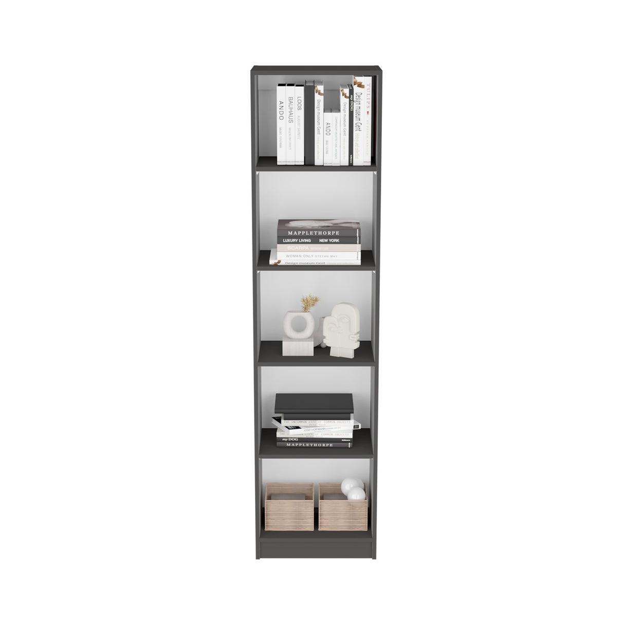 Biblioteca Home XS Plomo 45x180.6cm con Cuatro Entrepaños - Bibliotecas y Estanterías | Bylmo