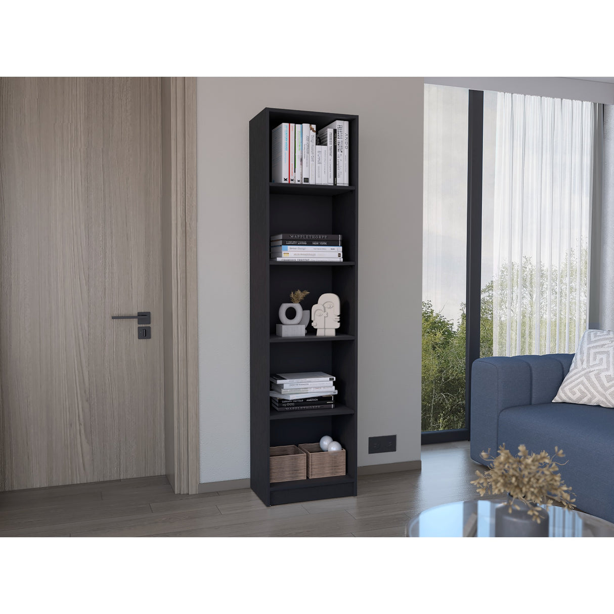 Biblioteca Home XS Wengue 45x180.6cm con Cuatro Entrepaños - Bibliotecas y Estanterías | Bylmo