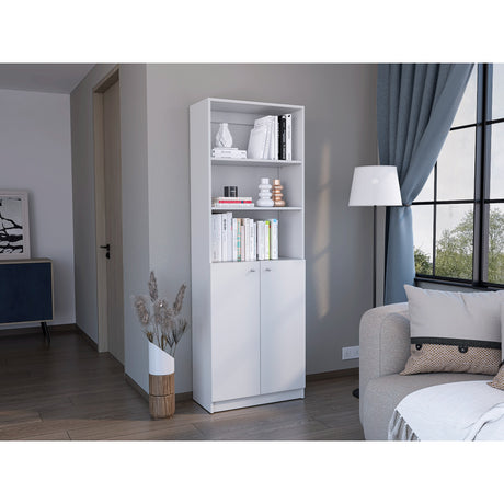 Estantería Home Blanca 62.8x180.6cm con Puertas y Cuatro Entrepaños - Bibliotecas y Estanterías | Bylmo
