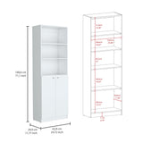 Estantería Home Blanca 62.8x180.6cm con Puertas y Cuatro Entrepaños - Bibliotecas y Estanterías | Bylmo