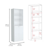 Estantería Lib Home Blanco 62.8x180.6cm con Puertas y Cuatro Entrepaños - BIBLIOTECAS Y ESTANTERIAS | Bylmo