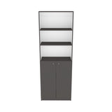 Estantería Home Plomo 62.8x180.6cm con Puertas y Cuatro Entrepaños - Bibliotecas y Estanterías | Bylmo