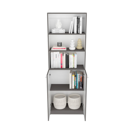 Estantería Home Plomo 62.8x180.6cm con Puertas y Cuatro Entrepaños - Bibliotecas y Estanterías | Bylmo
