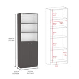 Estantería Home Plomo 62.8x180.6cm con Puertas y Cuatro Entrepaños - Bibliotecas y Estanterías | Bylmo