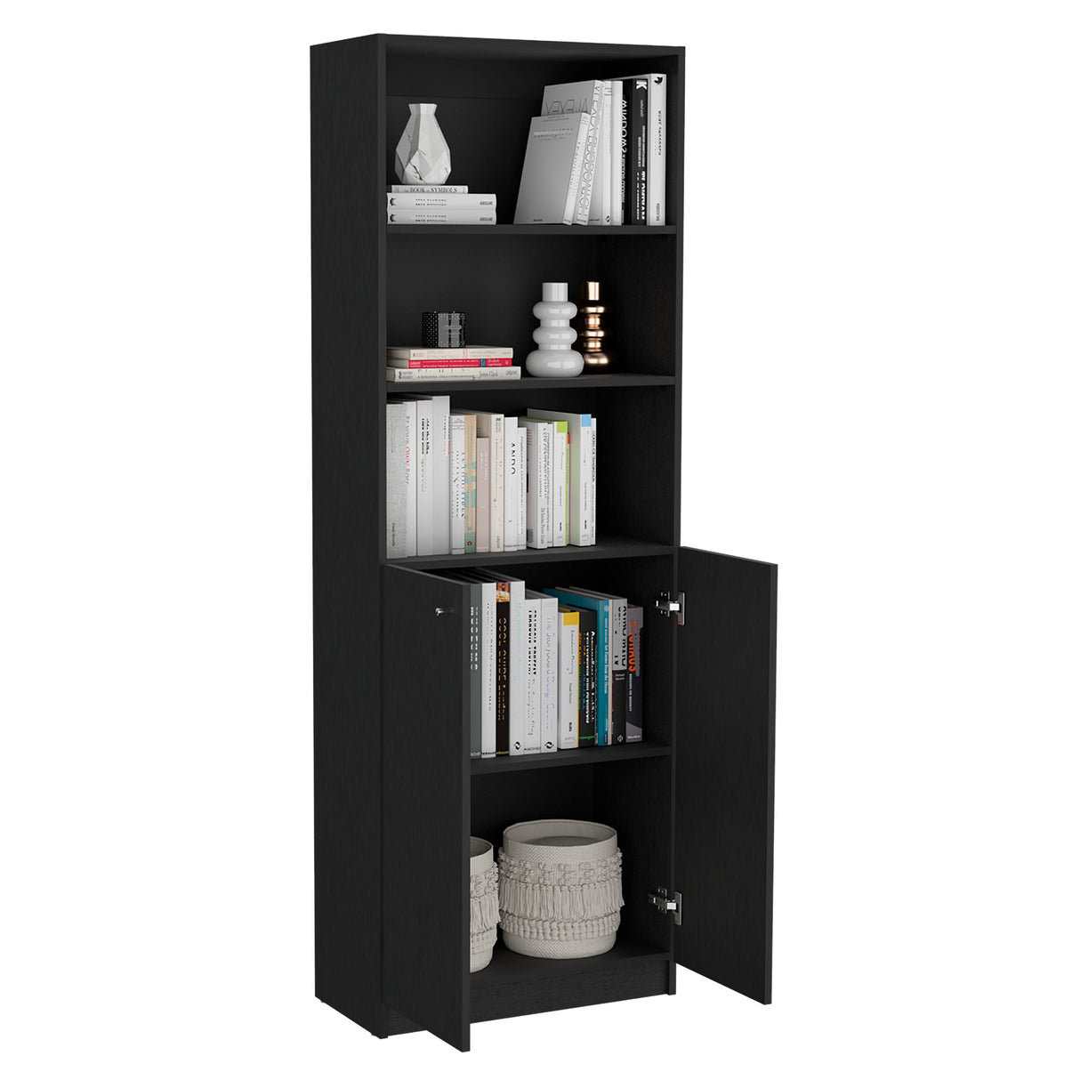 Estantería Home Wengue 62.8x180.6cm con Puertas y Cuatro Entrepaños - Bibliotecas y Estanterías | Bylmo