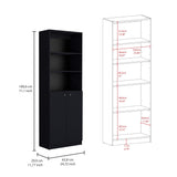 Estantería Home Wengue 62.8x180.6cm con Puertas y Cuatro Entrepaños - Bibliotecas y Estanterías | Bylmo