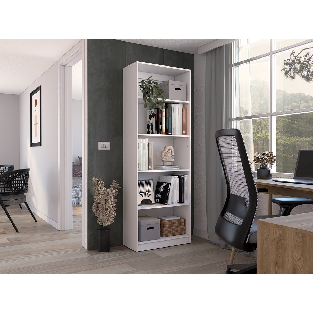 Estantería Lib Home Blanca 62.8x180.6cm con Cuatro Entrepaños - BIBLIOTECAS Y ESTANTERIAS | Bylmo