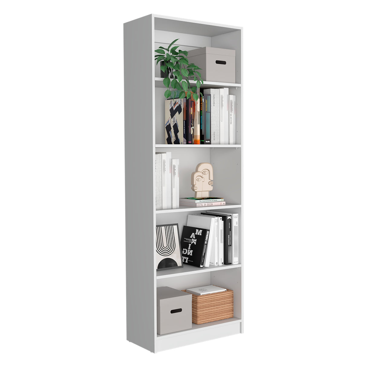 Estantería Lib Home Blanca 62.8x180.6cm con Cuatro Entrepaños - BIBLIOTECAS Y ESTANTERIAS | Bylmo