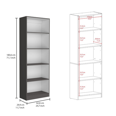 Estantería Home Plomo 62.8x180.6cm con Cuatro Entrepaños - Bibliotecas y Estanterías | Bylmo