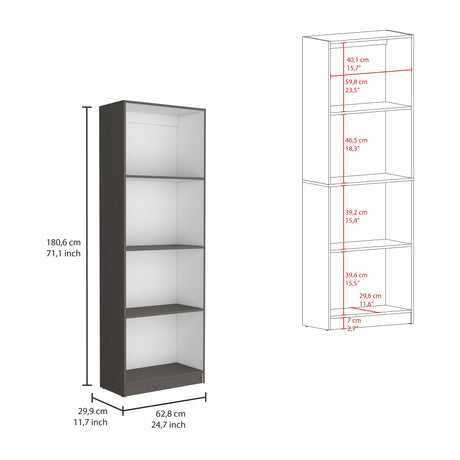 Estantería Home Plomo 62.8x180.6cm con Tres Entrepaños - Bibliotecas y Estanterías | Bylmo