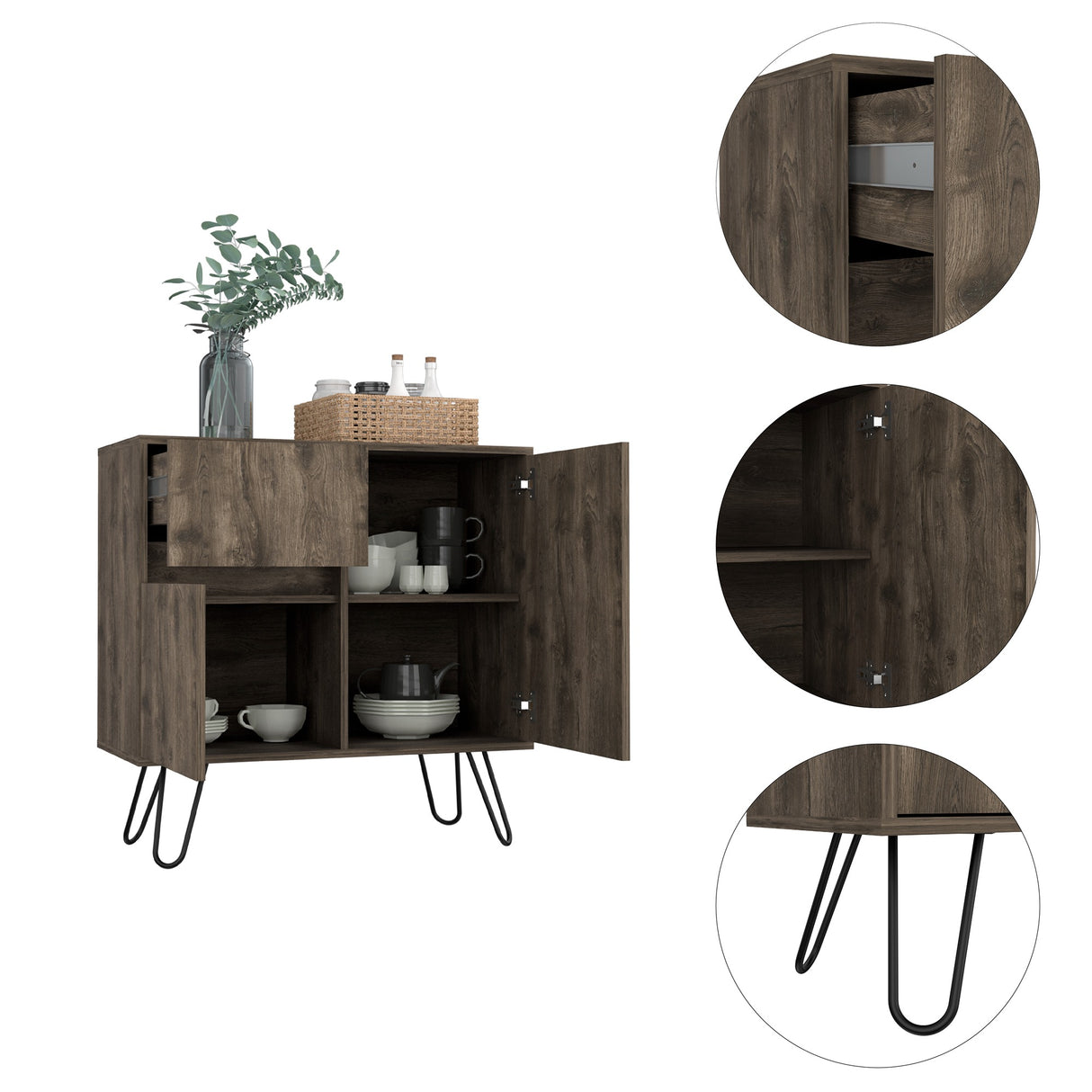 Aparador Zeta Bellota 80x80cm con Tres Cajones y Patas - Cajoneras y Comodas | Bylmo
