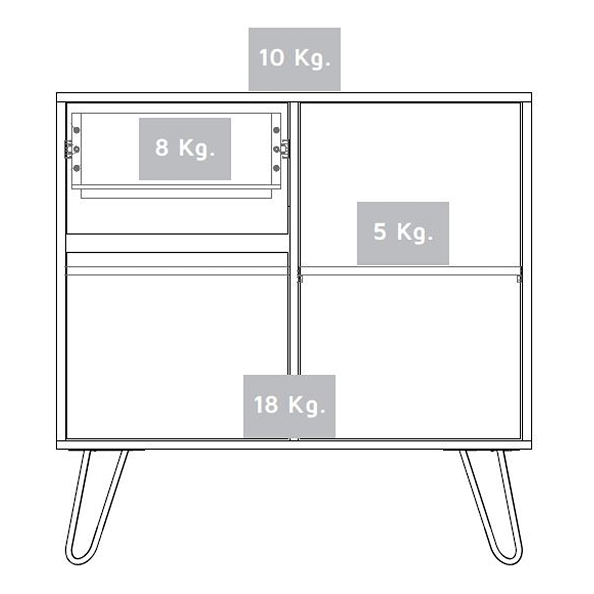 Aparador Zeta Bellota 80x80cm con Tres Cajones y Patas - Cajoneras y Comodas | Bylmo