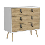 Cajonera Huna Macadamia con Blanco 80.2x75.2cm con Tres Cajones - Cajoneras y Comodas | Bylmo