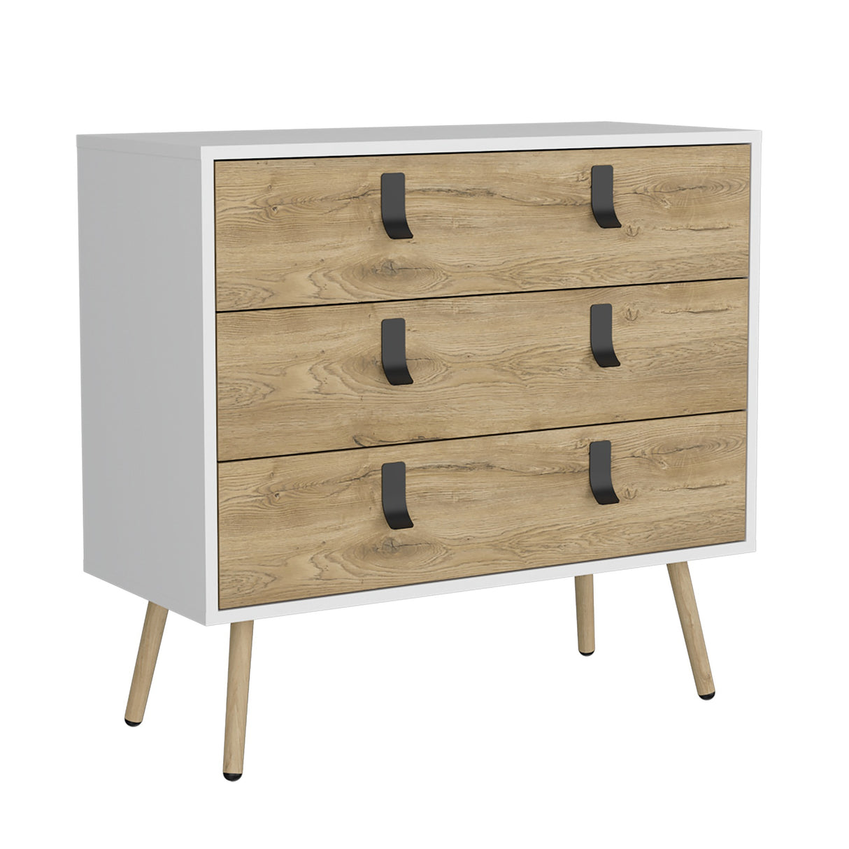 Cajonera Huna Macadamia con Blanco 80.2x75.2cm con Tres Cajones - Cajoneras y Comodas | Bylmo