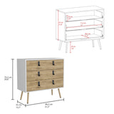 Cajonera Huna Macadamia con Blanco 80.2x75.2cm con Tres Cajones - Cajoneras y Comodas | Bylmo