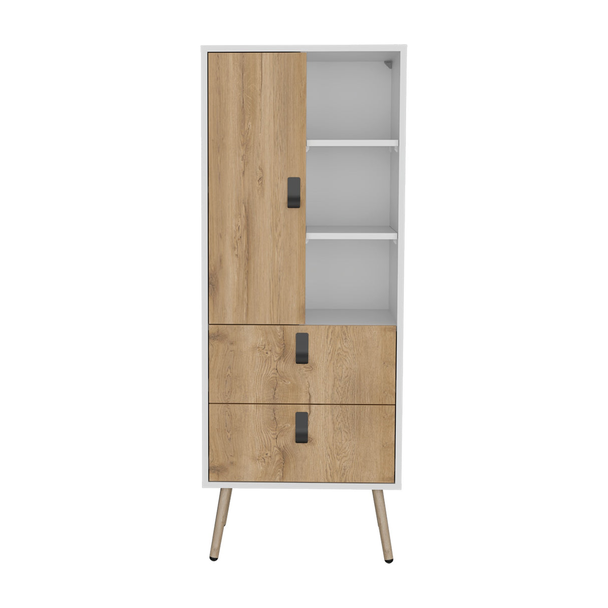 Cómoda Alta Huna Macadamia 51x131cm con Dos Cajones - Cajoneras y Comodas | Bylmo