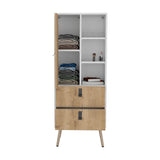 Cómoda Alta Huna Macadamia 51x131cm con Dos Cajones - Cajoneras y Comodas | Bylmo