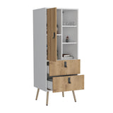 Cómoda Alta Huna Macadamia 51x131cm con Dos Cajones - Cajoneras y Comodas | Bylmo