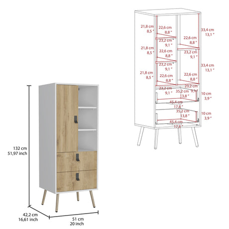 Cómoda Alta Huna Macadamia 51x131cm con Dos Cajones - Cajoneras y Comodas | Bylmo