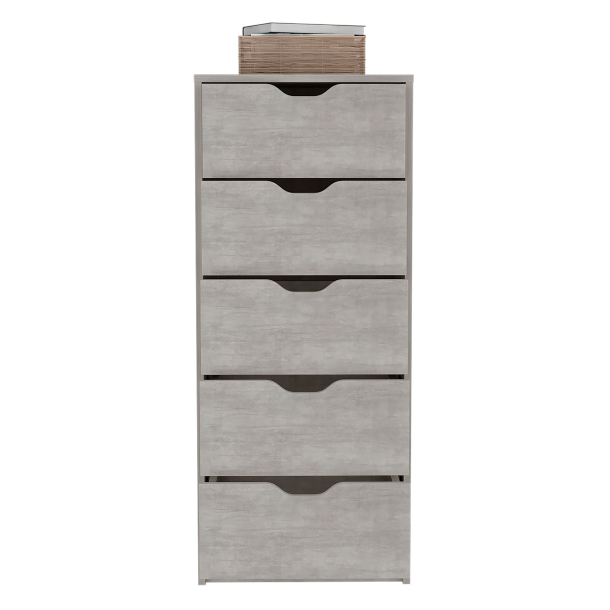 Cómoda Basilea Cemento 45x107.8cm con Cinco Cajones - Cajoneras y Comodas | Bylmo