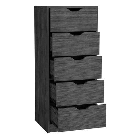 Cómoda Basilea Roble Gris 45x107.8cm con Cinco Cajones - Cajoneras y Comodas | Bylmo