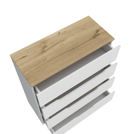 Cómoda Zoe Blanca Nevado 80x89cm con Cuatro Cajones - Cajoneras y Comodas | Bylmo