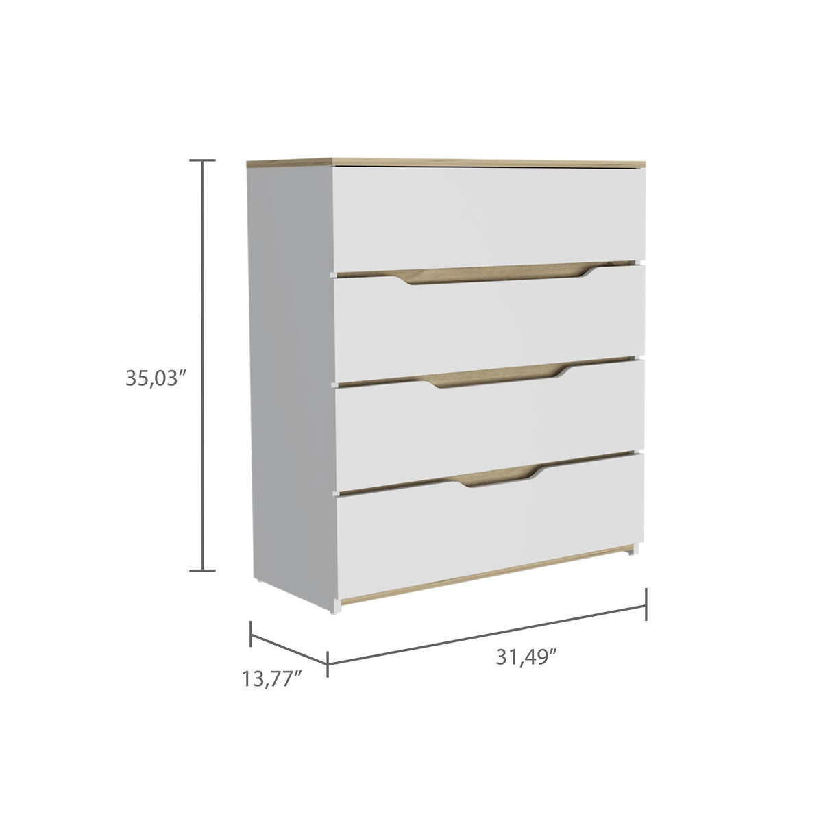 Cómoda Zoe Blanca Nevado 80x89cm con Cuatro Cajones - Cajoneras y Comodas | Bylmo